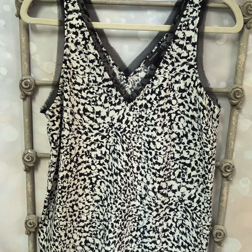 Halogen Black and White Sleeveless Tank Top